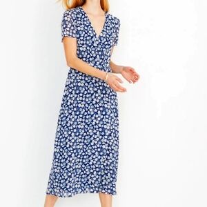 Madewell Blue Floral Midi Dress
